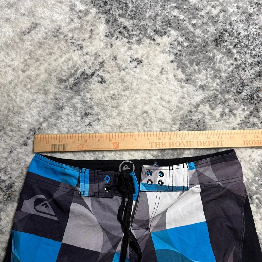 Quiksilver Cypher Series Board Shorts‎ Mens 30 Blue Grey Geometric 4-Way Stretch